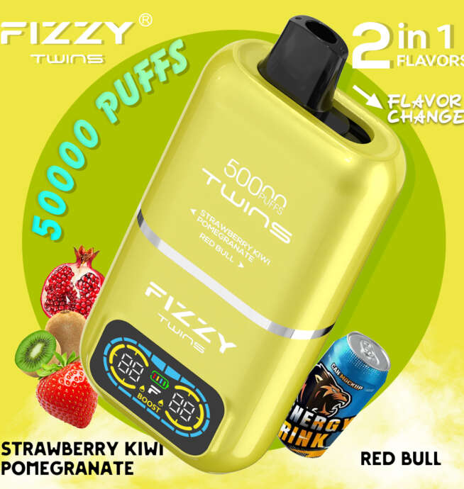 Fizzy Twins 50000 puffs, e-papieros bunkier, ochrona przed inflacją vape, duży e-papieros jednorazowy - Fizzy Twins 50000 50k Puffs 2% 5% Nikotynowy podwójny smak ...