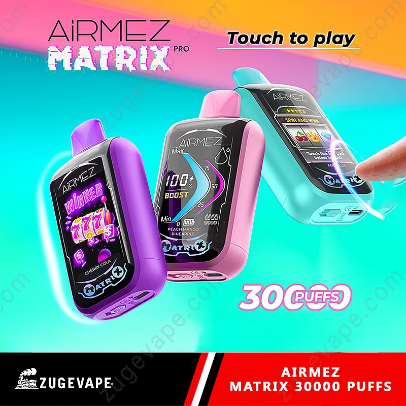 Airmez Matrix Pro ekran dotykowy, wskaźnik poziomu liquidu vape, wyświetlacz e-papierosa, funkcja bezpieczeństwa dry hit - Airmez Matrix Pro 30000 Puffs – Touch Pad 30k Vape (EU Warehouse ...