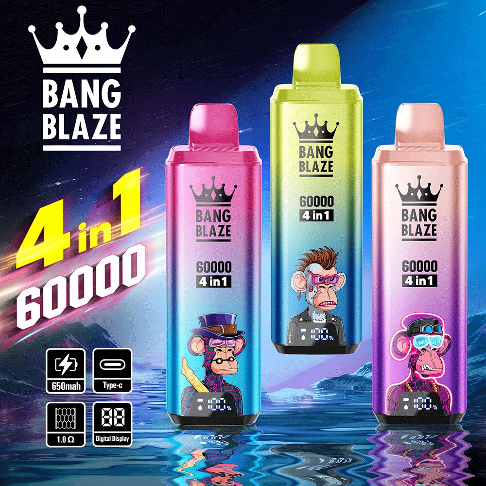Bang Blaze ekran LCD, e-papieros z wyświetlaczem, vape wskaźnik baterii liquidu, nowoczesny vape panel - Bang Blaze 60000 60k Puffs 4 in 1 Flavors Newest Original ...