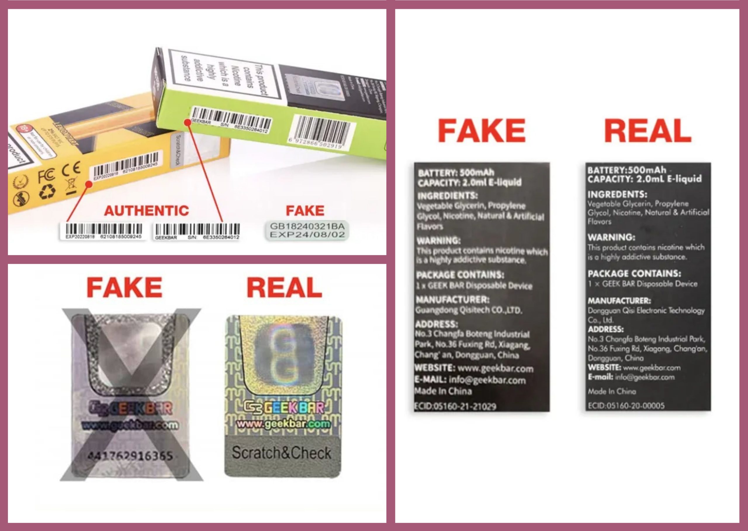 porównanie opakowania vape oryginalne podróbka, jakość druku pudełko e-papierosa, podróbka Hifancy opakowanie rozmyte, oryginalne opakowanie vape szczegóły - How to spot a fake disposable.