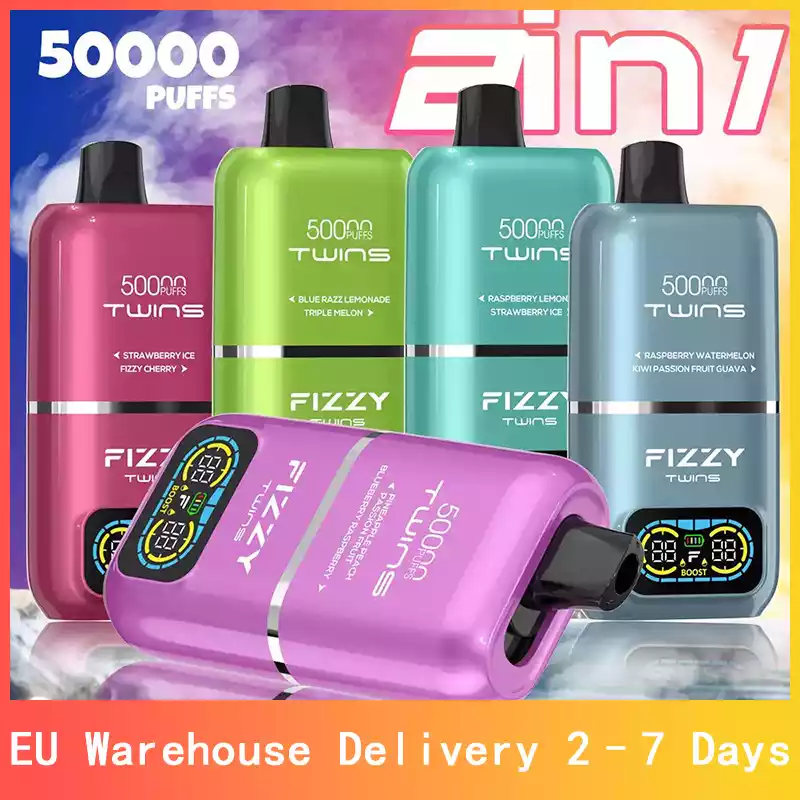 Fizzy Twins wnętrze, budowa e-papierosa dwusmakowego, dual flavor vape diagram, dwa zbiorniki liquid, przekrój vape - Fizzy Twins 50000 Puffs Double Flavor Dual Tank 50K Disposable ...