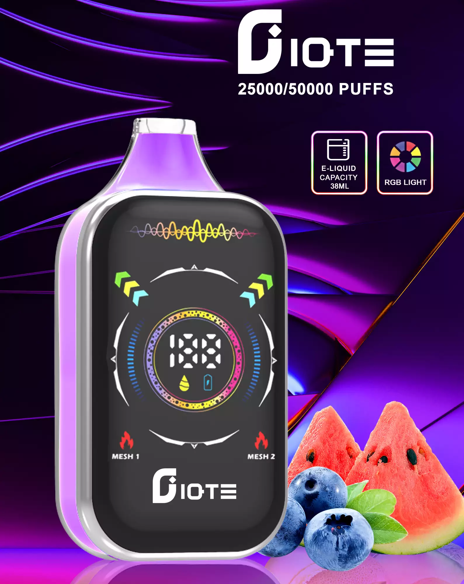 e-papieros jednorazowy 45000 puffs, vape 50000 buchów, potężny e-papieros, nowoczesny wygląd vape - IQTE 50000 Puffów Hurtownia Jednorazowych Waporyzatorów - GleeVape