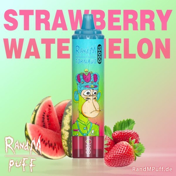 e-papieros truskawka arbuz, vape strawberry watermelon, Tornado Hifancy, klasyczny smak vape, urządzenia vapingowe - RandM Tornado Jednorazowy e-papieros 15000 Buchów o smaku ...