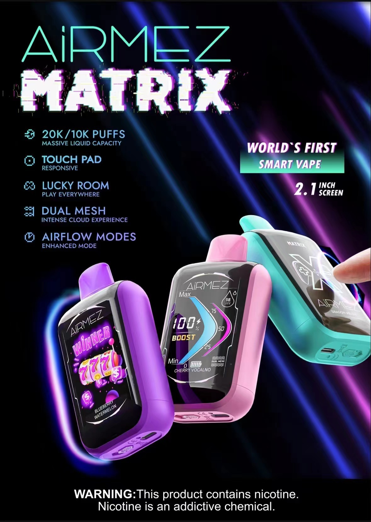 Airmez Matrix Pro vs Hifancy Dream 45000, porównanie e-papierosów, vape z ekranem, e-papieros bez ekranu, dylemat wybór vape - AiRMEZ Matrix 25K Disposable Vape | AiRMEZ Matrix Vape 25K