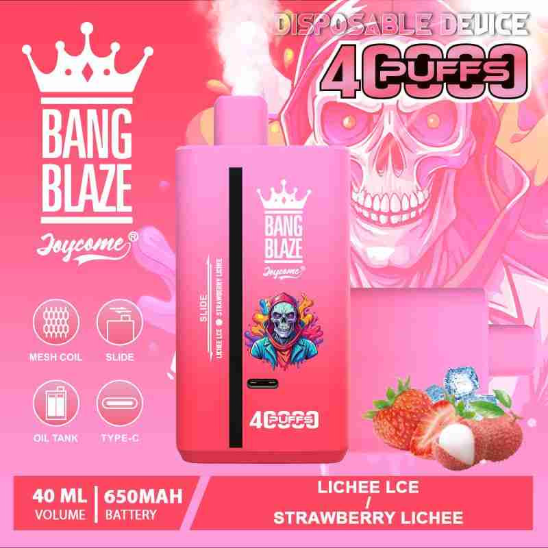 Bang Blaze 40k przekrój, technologia Dual Flavor schemat, e-papieros dwie grzałki mesh coil, wewnętrzna budowa vape - Bang Blaze 40000 Puffs Disposable Vape Type-C Rechargeable