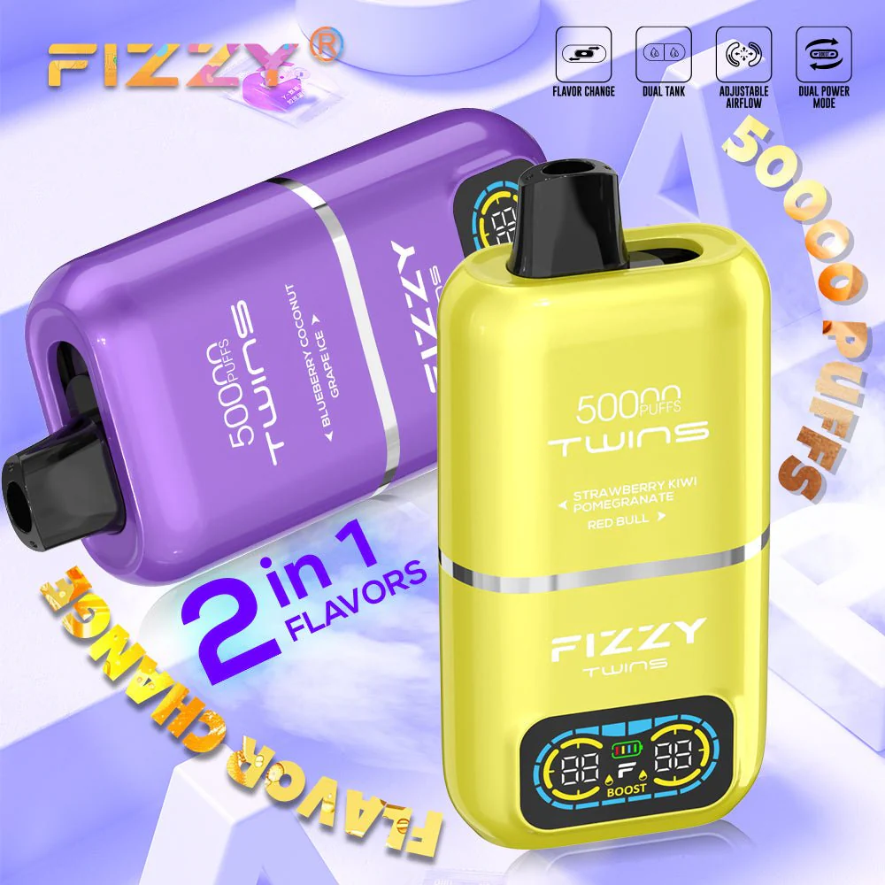 Fizzy Twins w dłoni, rozmiar vape, e-papieros w kieszeni, ergonomiczny e-papieros - EU Warehouse FIZZY TWINS 50000 Puffs Disposable Vape Wholesale ...