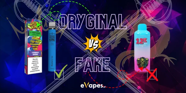 chińskie fabryki podróbek e-papierosów, masowa produkcja fejkowych vape, rynek podróbek jednorazówek - Aroma King vs. Chińskie Jednorazowe E-papierosy.