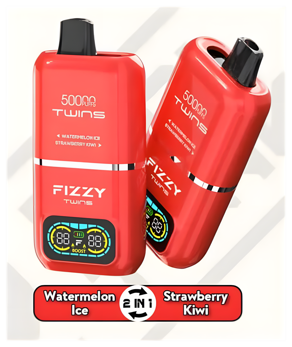 Fizzy Twins smaki, Watermelon Ice Strawberry Kiwi vape, owocowe smaki e-papierosa, rekomendowane duety smakowe - FIZZY TWINS DWUSMAKOWE 50000 PUFFS - E-papierosy Jednorazowe ...
