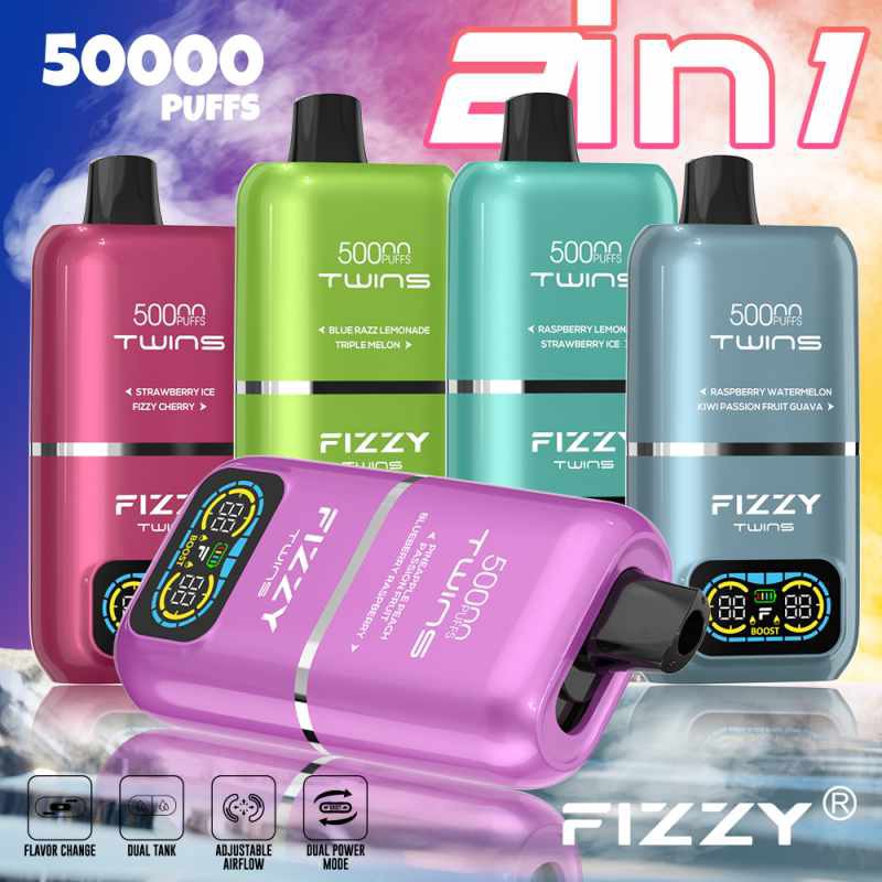 Fizzy Twins Dwusmakowe 50000 Puffs, Bang Blaze Dual Flavor e-papieros, vape z dwoma smakami, dwusmakowy e-papieros, innowacyjny vape - Dostosowane Chiny Fizzy Twins 50000 Puffs Dual Flavours Producenci ...