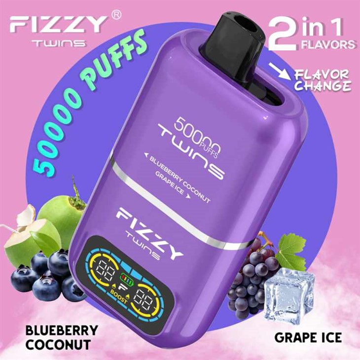Fizzy Twins 50000 e-papieros, jednorazówka pancerna, wytrzymały vape, e-papieros czołg, duża pojemność vape - Dostosowane Chiny Fizzy Twins 50000 Puffs Dual Flavours Producenci ...