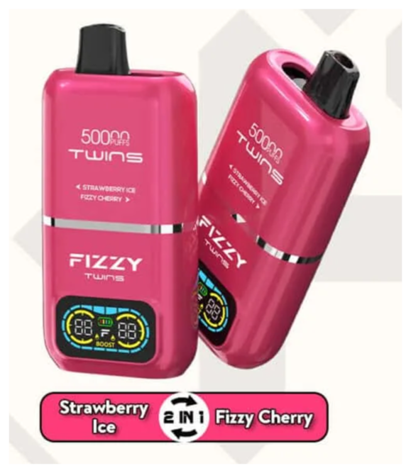 Fizzy Twins, dwusmakowy e-papieros, przełącznik smaków vape, innowacyjny vaping, dwa smaki w jednym urządzeniu, brak nudy w vapingu - Fizzy Twins 50000 Puffs: 50ml płynu w jednym urządzeniu? To nie ...