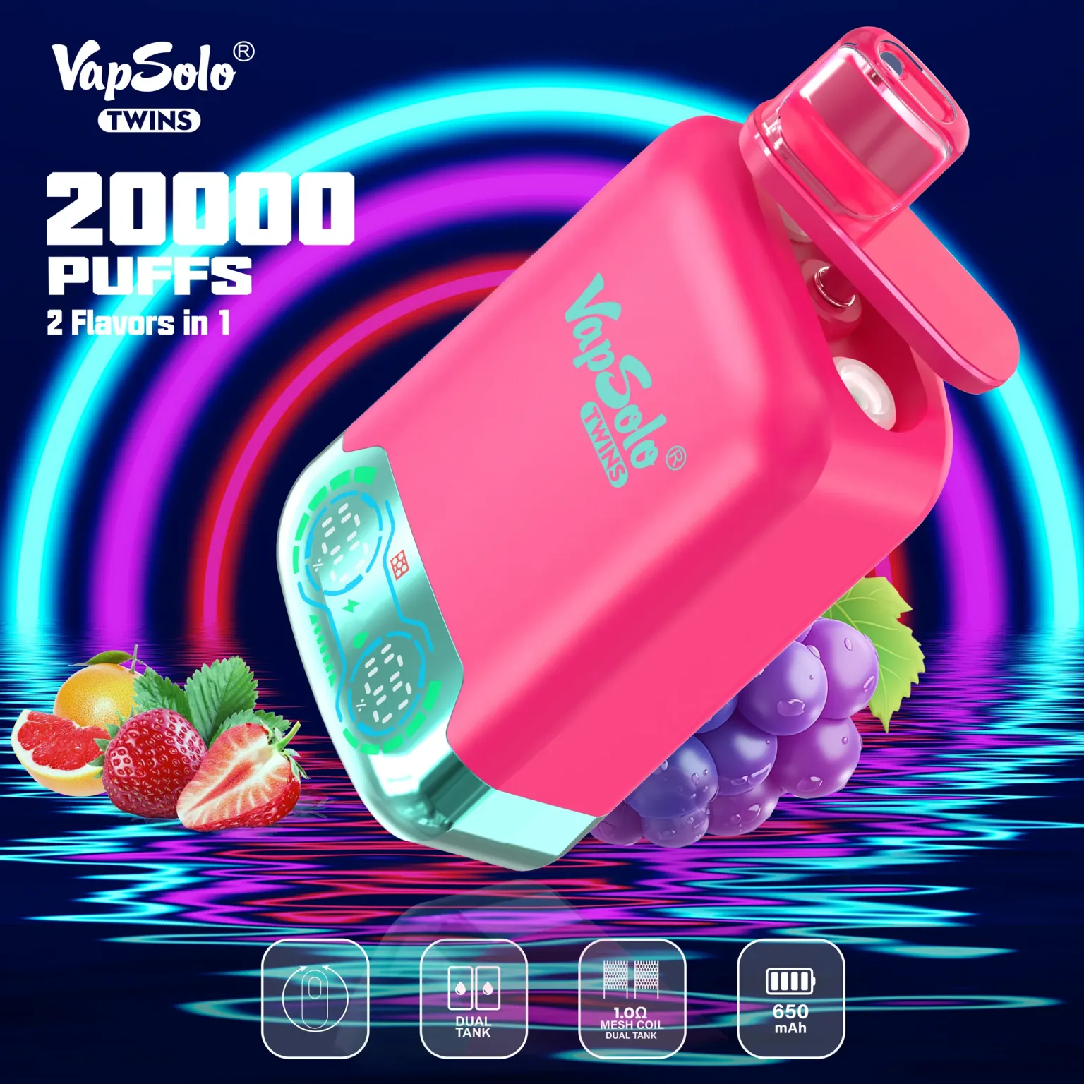 dual flavor vape, podwójny smak e-papieros, przełącznik smaków vape, dwa smaki w jednym urządzeniu - VapSolo Twins 20000 Puffs | podwójny smak, nikotyna 2 ...