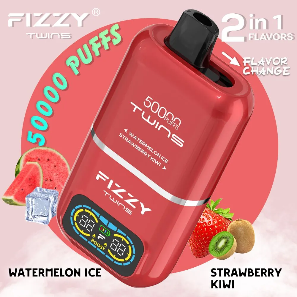 Fizzy Twins 50000 przełącznik smaku, dwa smaki e-papieros, Watermelon Ice Strawberry Kiwi vape - Fizzy Twins 50000 – Dual Flavor Watermelon Ice Strawberry Kiwi