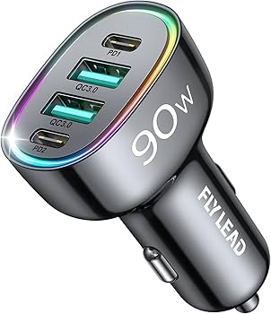 Hifancy Space ładowanie USB-C, e-papieros w aucie, szybkie ładowanie vape, ładowarka samochodowa, Type-C - 70 W papierosy Lżejsze USB C, 4 porty PD35W i QC3.0 Super ...