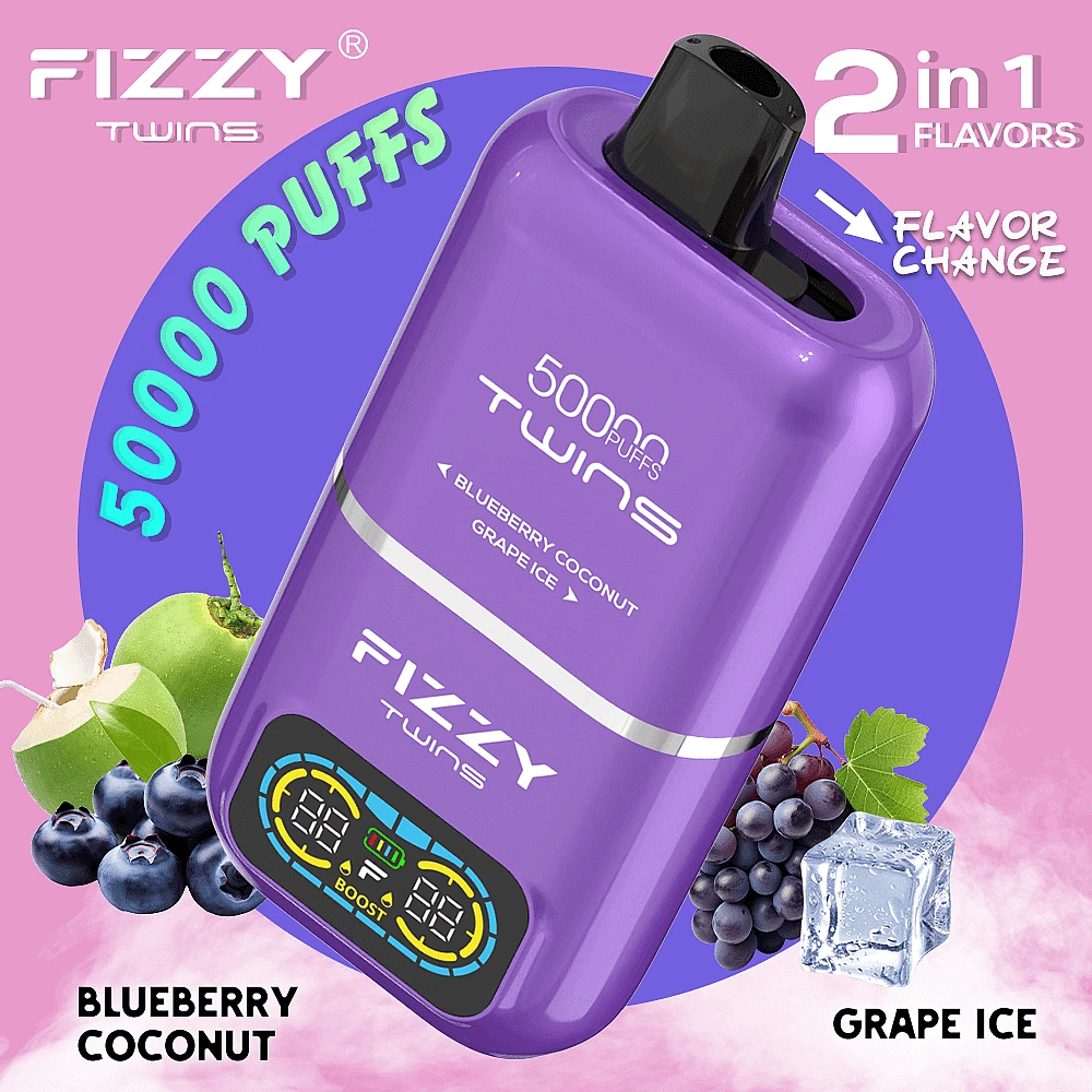 wyprzedane e-papierosy, popularny vape, ograniczona dostępność, ostatnie sztuki Fizzy Twins - Fizzy Twins 50000 50 tys. zaciągnięć, podwójne smaki, jednorazowy ...