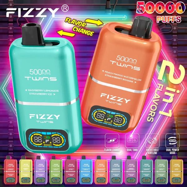 Fizzy Twins e-papieros dwa smaki, vape dual flavor, przełącznik smaków e-papieros - Fizzy Twins 50000: Dual Flavor Vape | 50K Buchów | VapePrime.pl