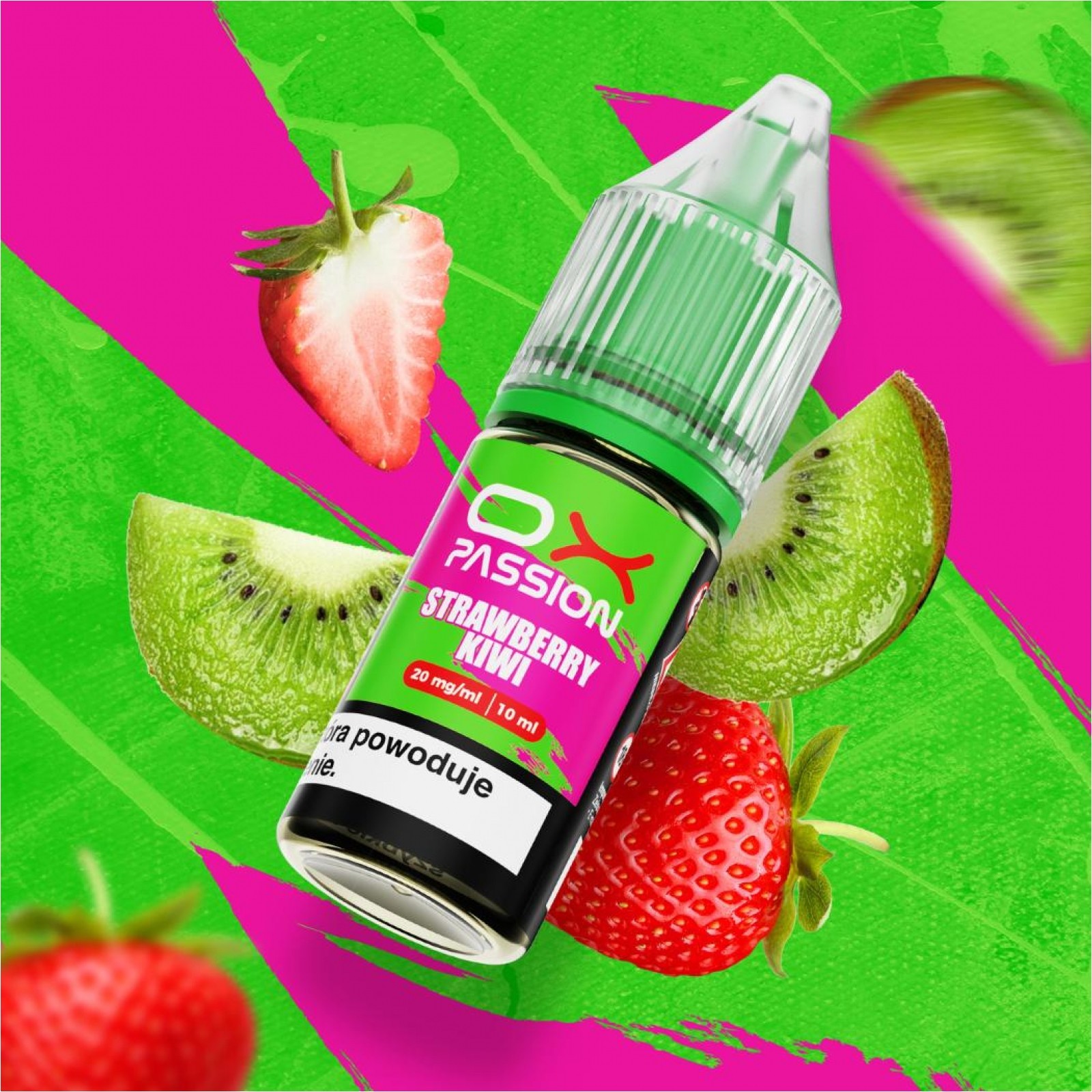 smak truskawka kiwi, e-liquid truskawka kiwi, świeże owoce kiwi truskawki, płyn do e-papierosa owocowy, owocowy vape - Liquid OXVA OX Passion Strawberry Kiwi 10ml - e-papierosy.pl