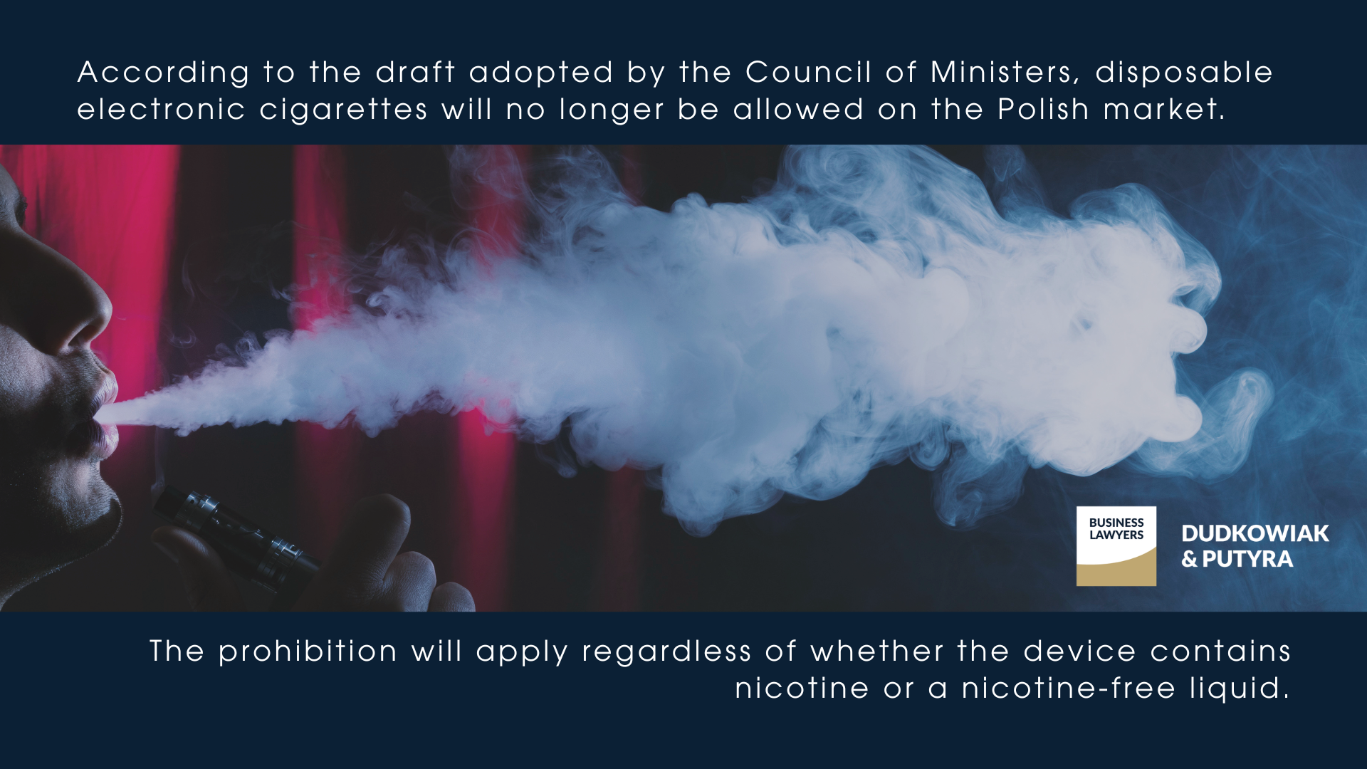 ostrzeżenie zakaz vape, zegar odliczający e-papierosy, pilny komunikat vape ban - Disposable E-Cigarettes Ban in Poland | Dudkowiak & Putyra