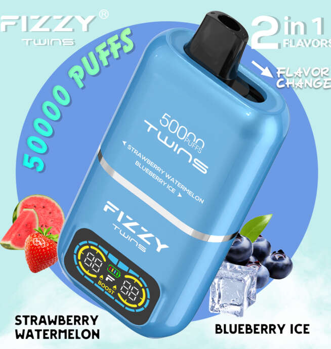 Fizzy Twins 50000 dwusmakowy e-papieros, dual flavor vape, e-papieros z przełącznikiem smaków, innowacyjny e-papieros - Fizzy Twins 50000 50k Puffs 2% 5% Nikotynowy podwójny smak ...