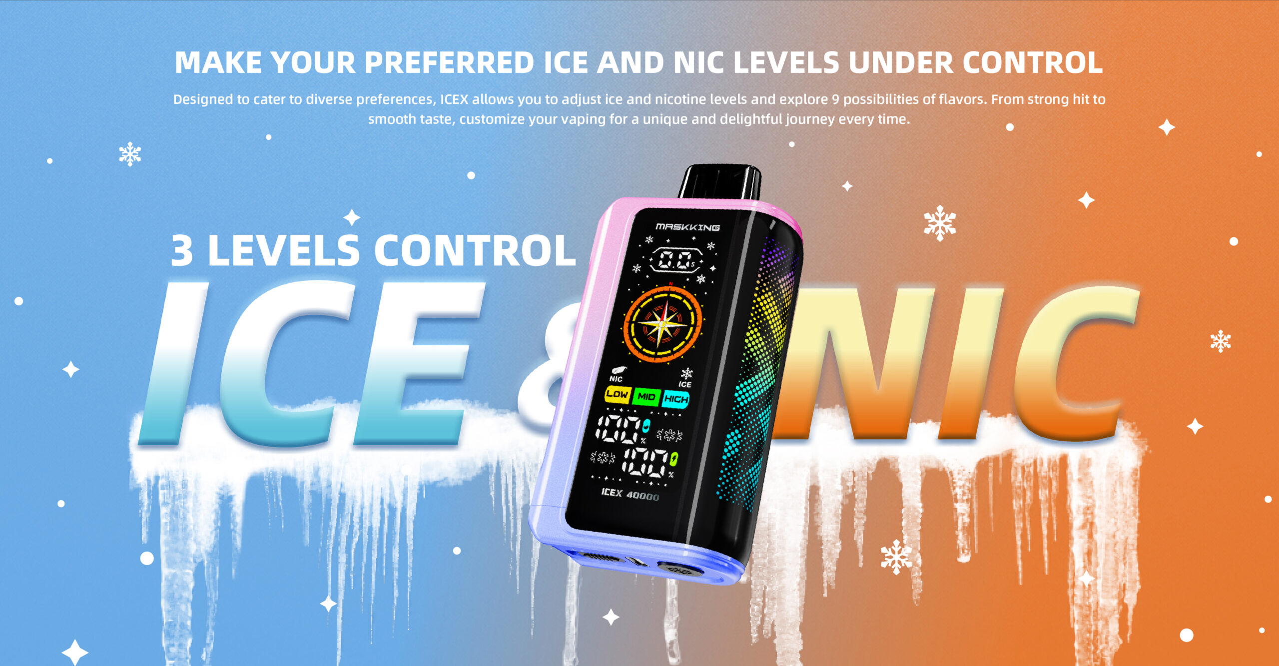 Maskking ICEX efekty chłodzenia, vape chłodzenie poziomy, zimne doznania wapowania, orzeźwiający e-papieros doświadczenie - Maskking ICEX 40000: Najlepszy Wybór 2026 - 40 000 Zaciągnięć
