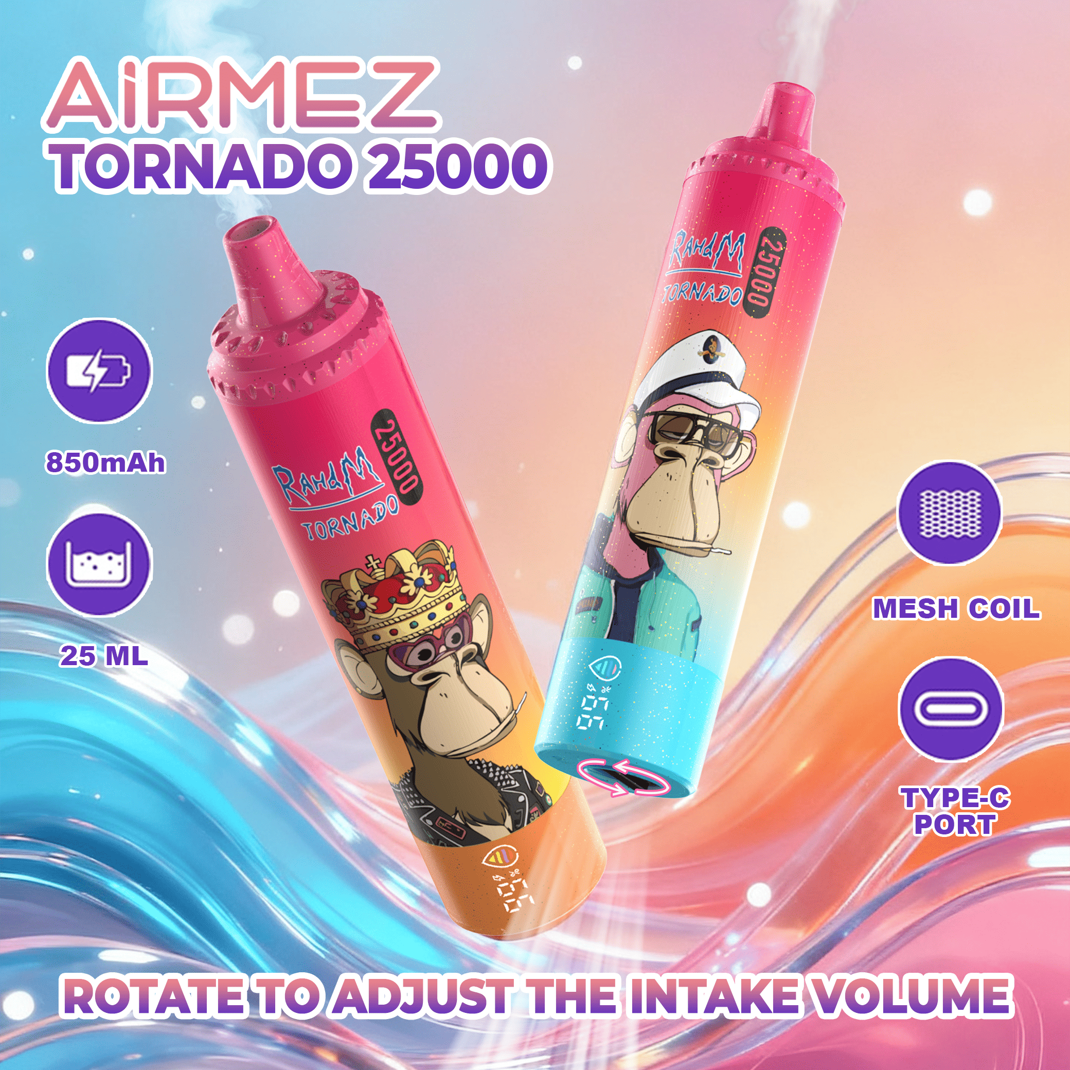 Airmez Tornado 25000, e-papieros jednorazowy, vape Polska, urządzenie do vapingu, nowoczesny e-papieros - Airmez Tornado 25000 Puffs – Einweg-E-Zigarette kaufen
