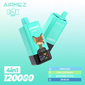Airmez Fox 4in1 120000 Puffs, e-papieros wielofunkcyjny, przyszłość vapingu, inteligentny vape - AIRMEZ FOX 120000 Puffs 4 w 1 Smak Jednorazowy ...