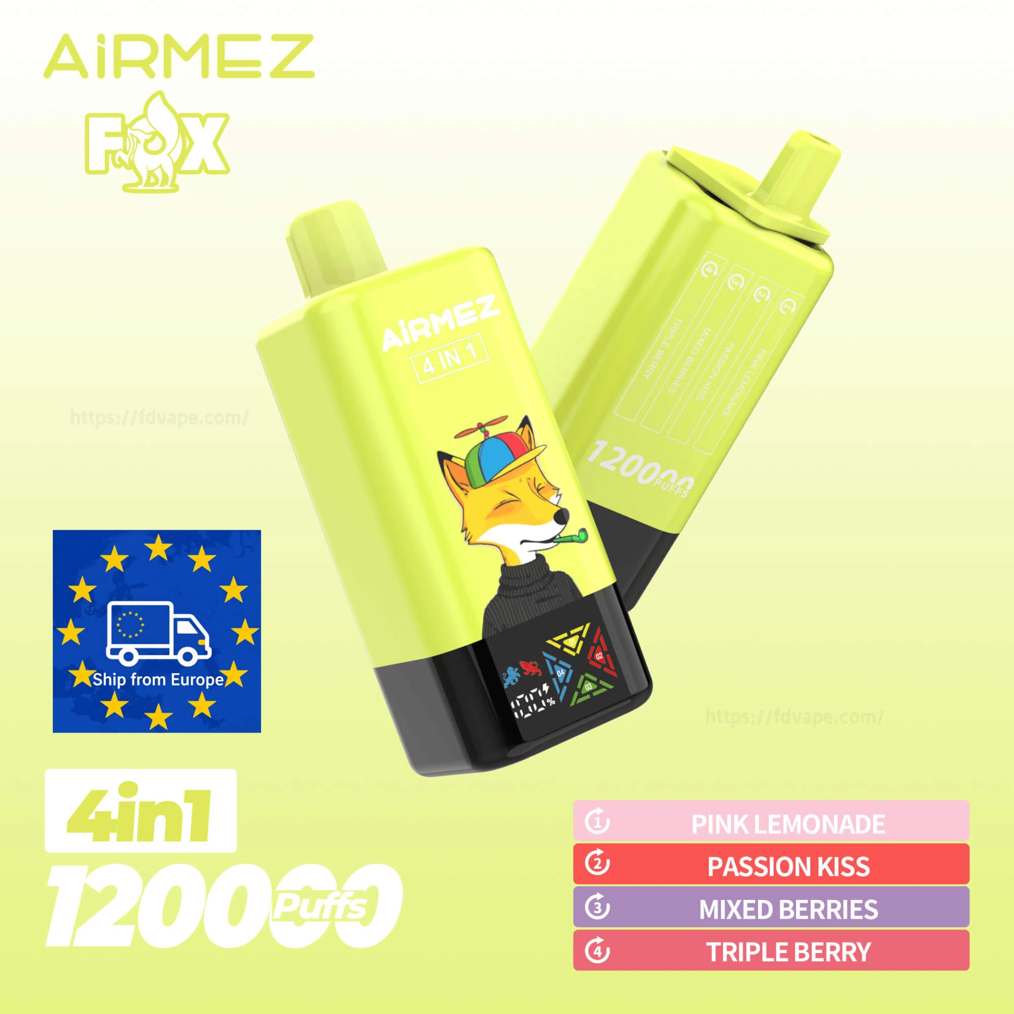 ładowanie Airmez Fox USB-C, dioda miga vape, jak naładować e-papierosa Airmez Fox, port USB-C w vape - Airmez Fox 120000 12k Puffs Jednorazowy Vape – 4 w 1 ...