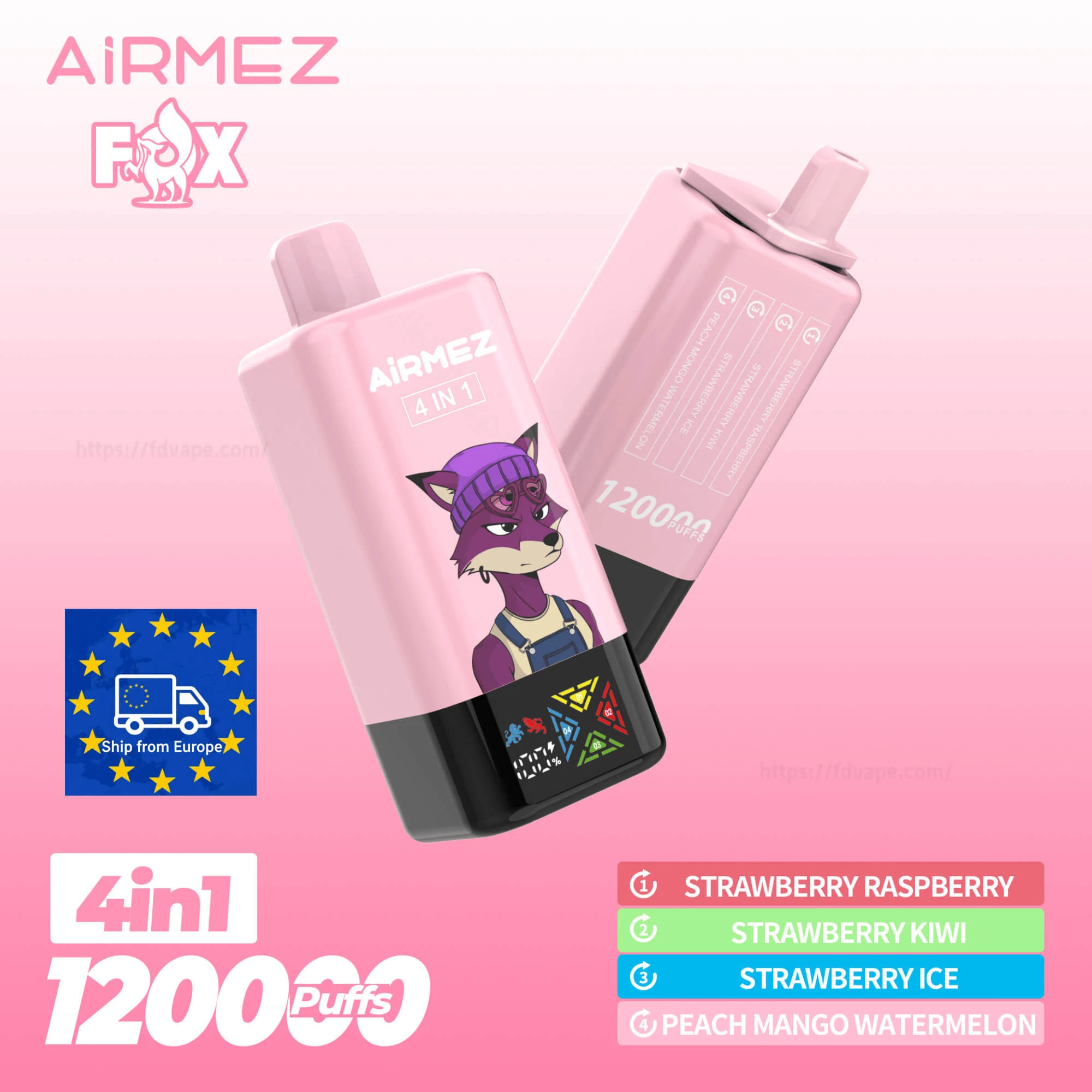 Airmez Fox 4in1 120000 Puffs, e-papieros jednorazowy Airmez Fox, vape 4 w 1 Airmez, najtańsze chmurzenie Airmez PL - Airmez Fox 120000 12k Puffs Jednorazowy Vape – 4 w 1 ...
