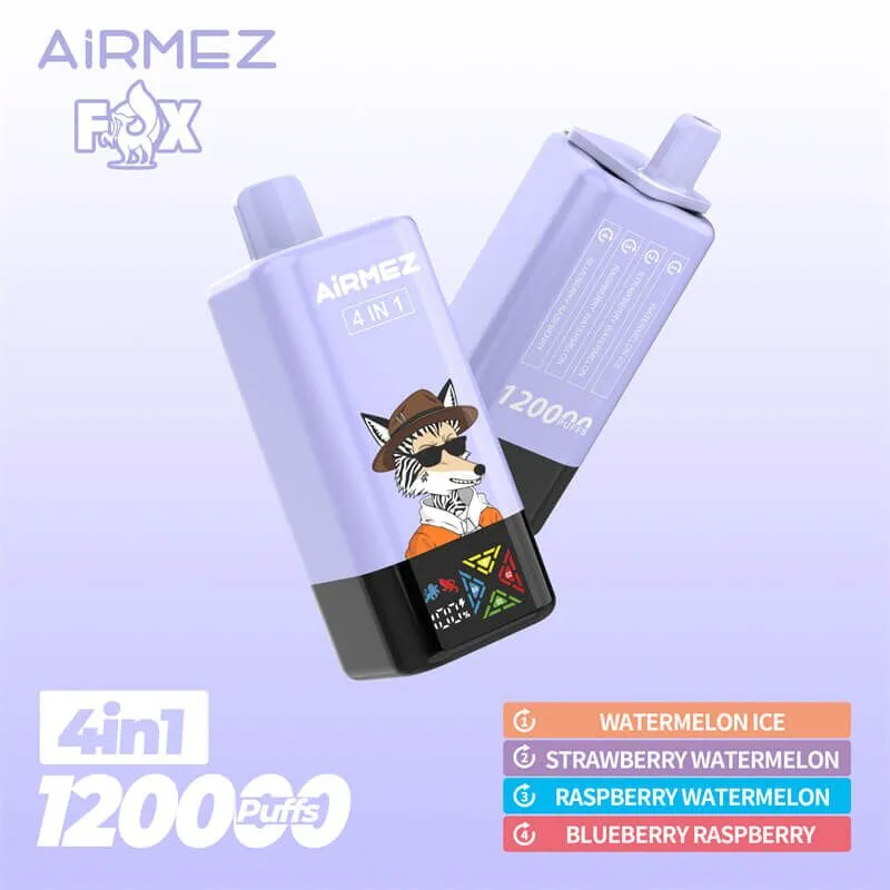 Airmez Fox 4in1 120000 Puffs, potężny e-papieros, cztery smaki vape, ekstremalna wydajność vape, innowacyjny Airmez Fox - Airmez Fox 4in1 120000 puffs Watermelon Ice/Strawberry ...