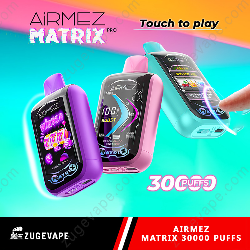 Airmez Matrix Pro 30000 zdjęcie, e-papieros Airmez Matrix, vape z ekranem slim, Airmez vape - Airmez Matrix Pro 30000 Puffs – Touch Pad 30k Vape (EU ...
