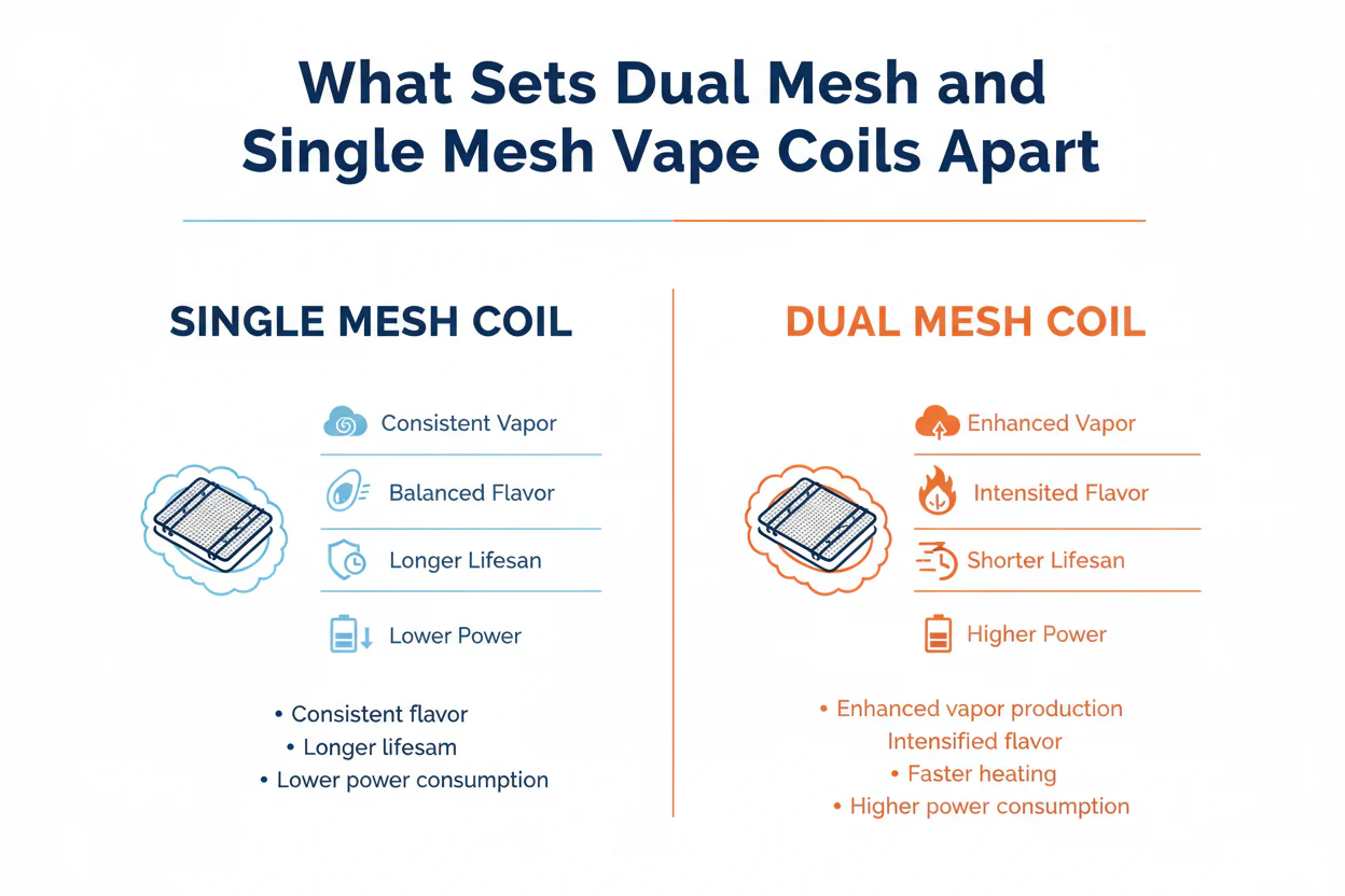 diagram dual mesh coil, jak działa dual mesh, porównanie grzałek vape, zwiększona żywotność grzałki - Dual Mesh vs Single Mesh Vape Coils Explained Clearly