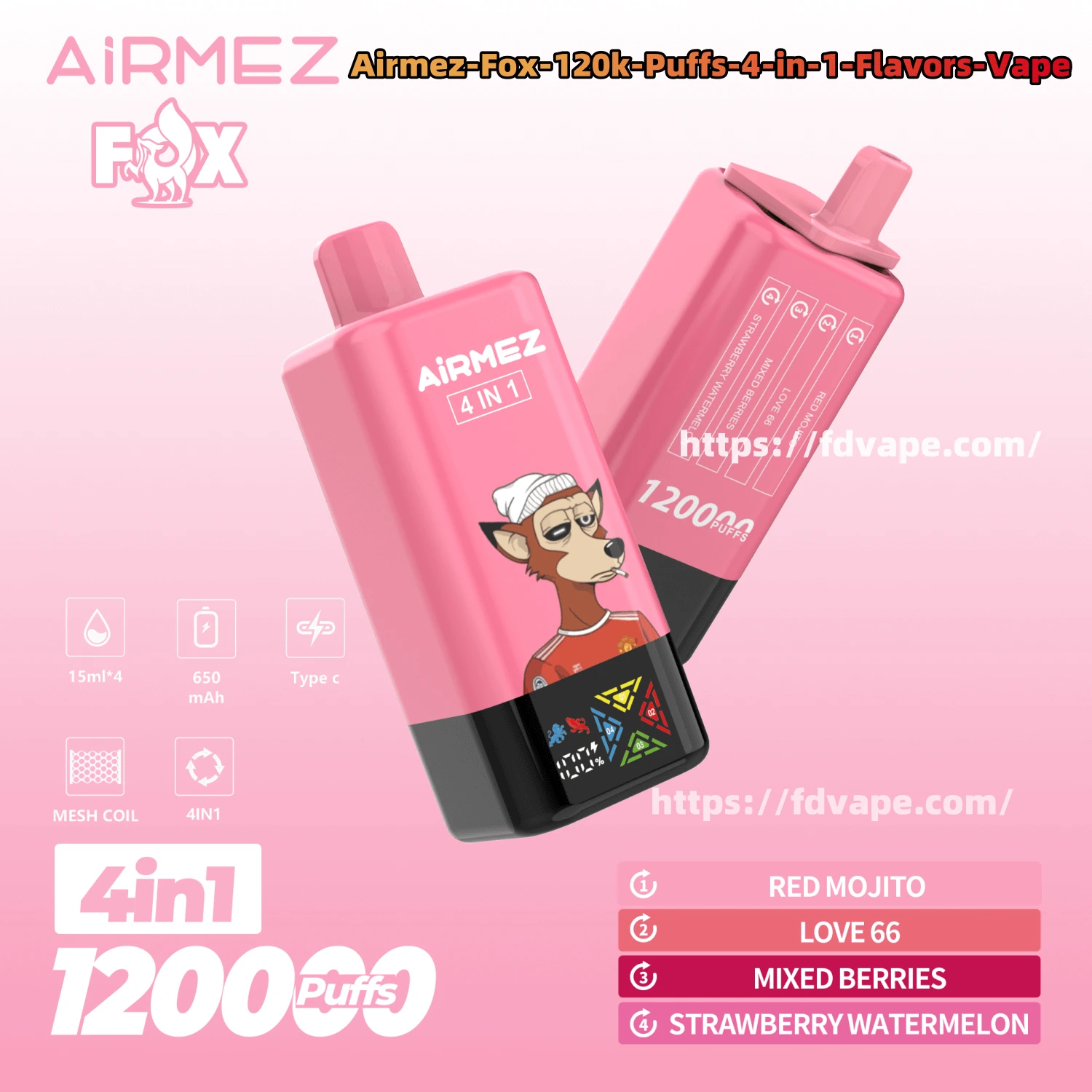 mechanizm obrotowy Airmez Fox, przełączanie smaków e-papierosa, innowacyjna głowica vape, zbliżenie na Airmez Fox - Airmez Fox 120000 120k Puffs 4 w 1 Smaki Jednorazowy Vape 0 ...