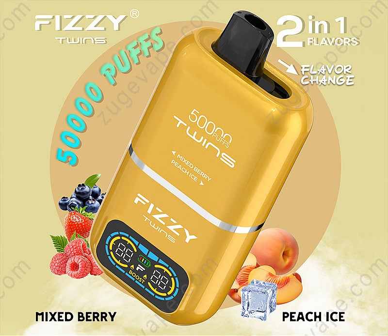 Fizzy Twins 50000 e-papieros, dual tank vape, innowacyjny system vaping, koniec znużenia smakiem, nowoczesny e-papieros - Fizzy Twins 50000 50k Puffs 2% 5% Nikotynowy podwójny smak ...