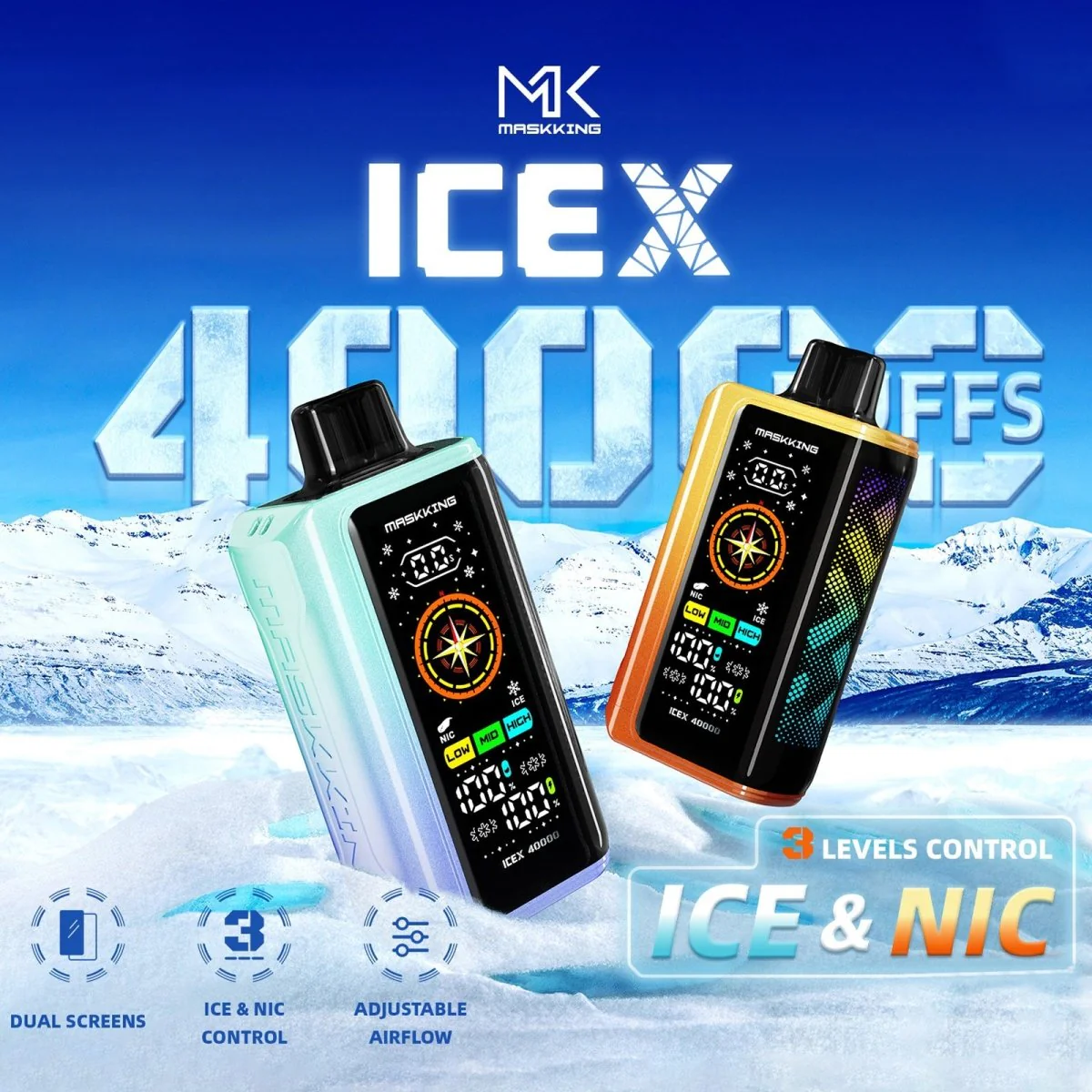 Maskking ICEX 40000 Puffs, e-papieros mroźny smak, chłodny vape lato - MASKKING ICEX 40000 Puffs Disposable Vape Wholesale – Vapz ...