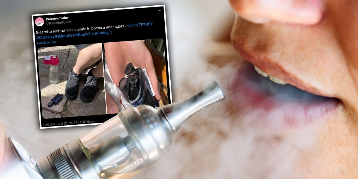 wybuchający e-papieros, pożar baterii vape, uszkodzone urządzenie elektroniczne, niebezpieczeństwo przeładowania - Makabra we Włoszech. E-papieros wybuchł w ustach 20-letniej ...