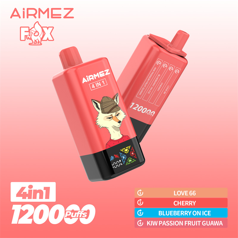 Zdjęcie produktu Airmez Fox 4in1 120000 Puffs w atrakcyjnym ujęciu, podkreślające jego dużą pojemność i nowoczesny design.