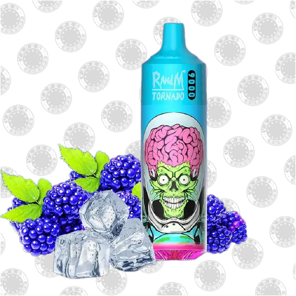 E-papieros Airmez Matrix Pro 30000 w otoczeniu świeżych niebieskich malin i jagód, podkreślający premium jakość smaku Blue Razz.