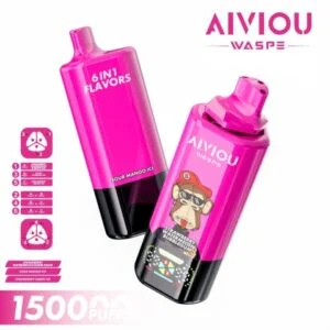 E-papieros Airmez Fox 4in1 120000 Puffs, z wyraźnie widocznymi czterema niezależnymi komorami na liquid lub mechanizmem przełączania smaków, podkreślający innowacyjność.